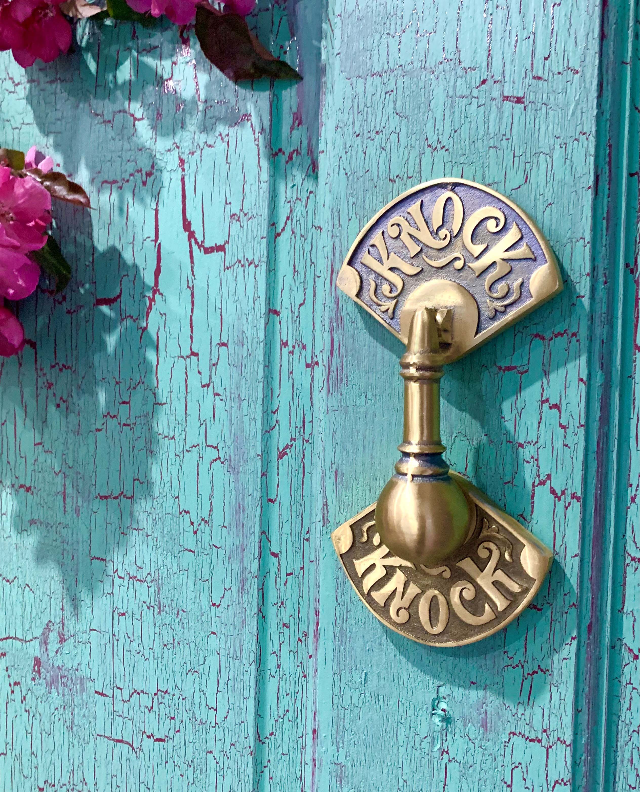 our knock knock knocking door knocker is a victorian inspired unique design, handmade from solid brass