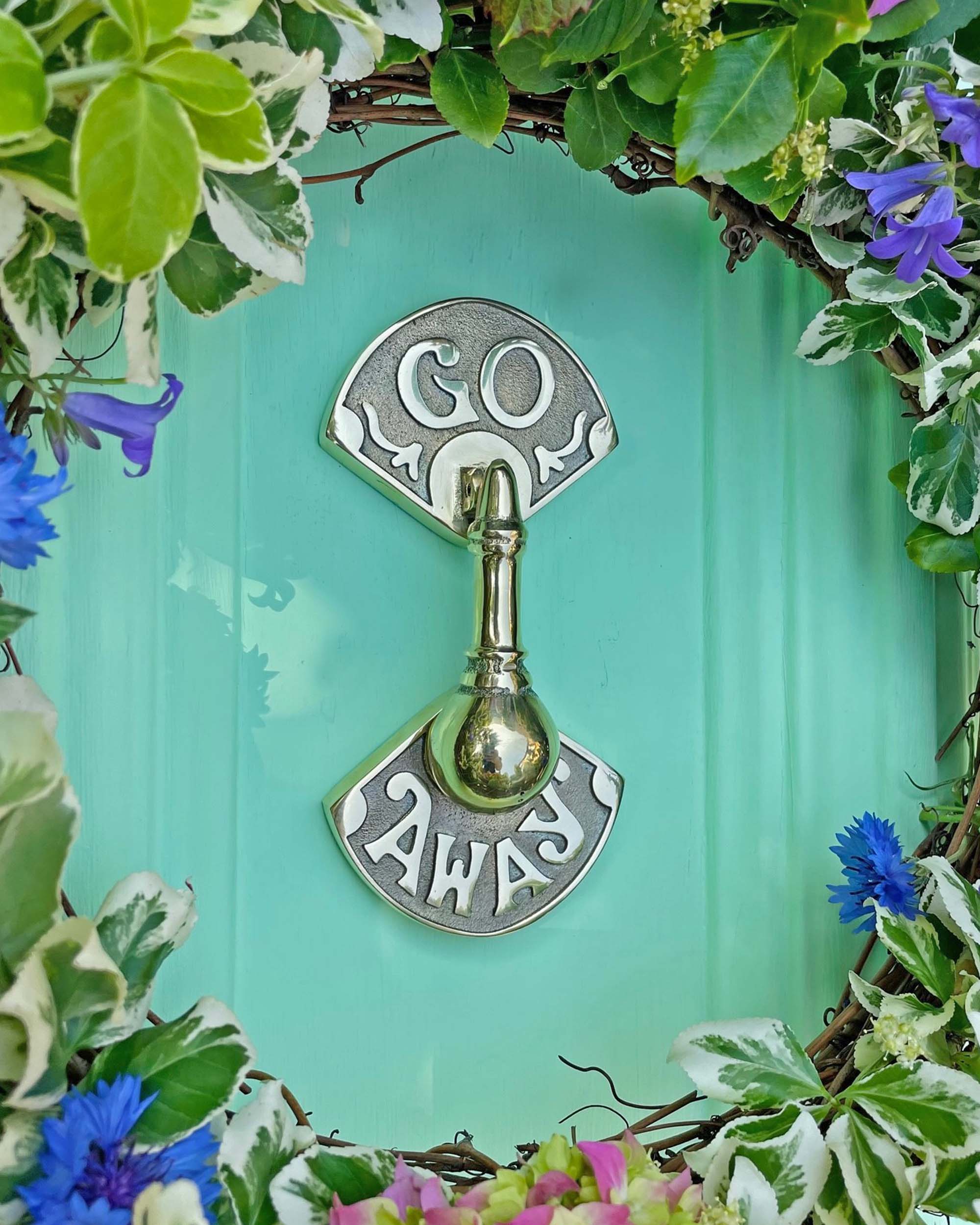 go away door knocker in solid brass knocker for your door