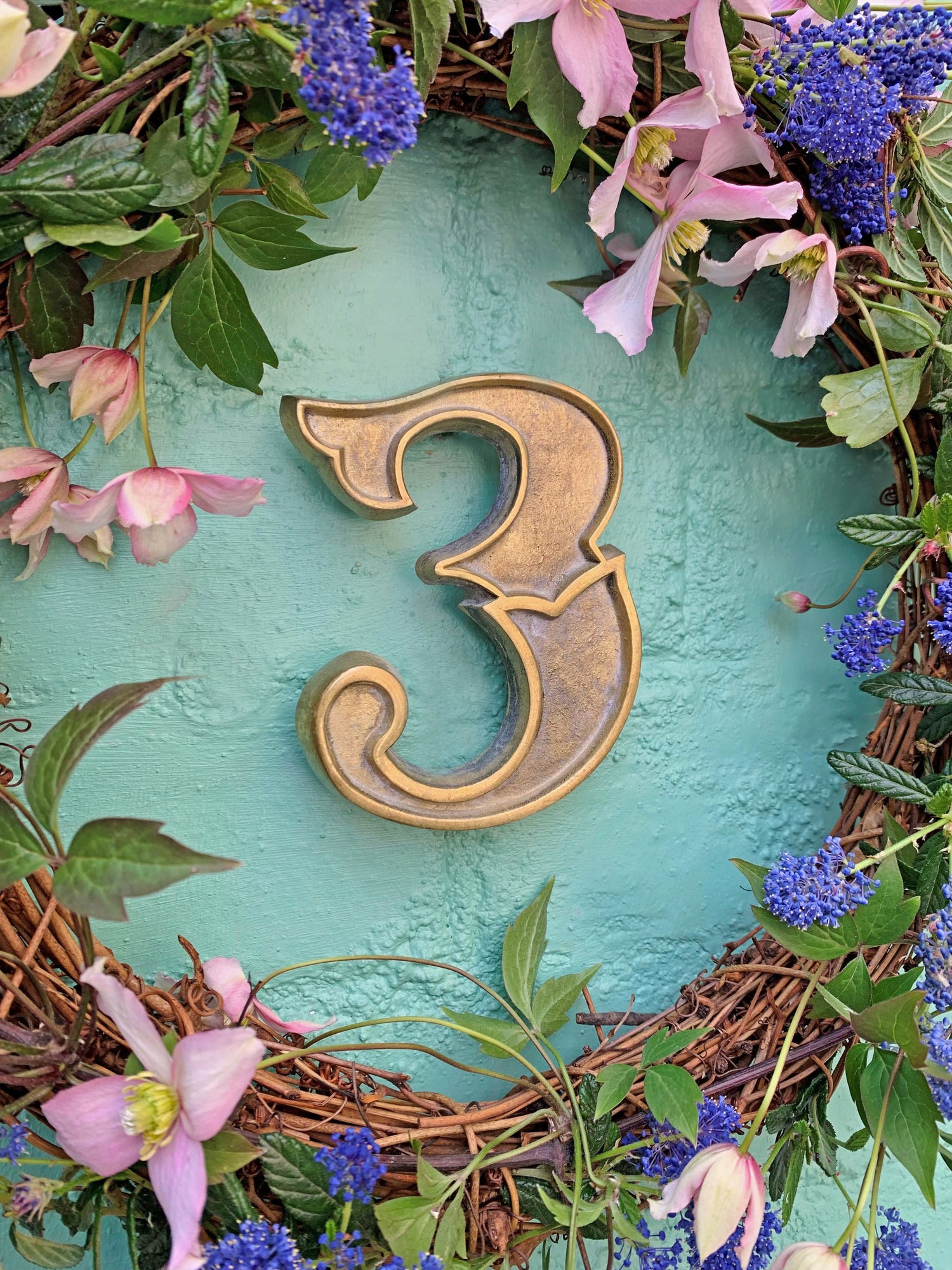 house numbers made from solid brass, victorian inspired design perfect for front doors and home entrances porches
