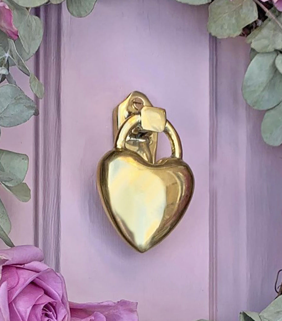 Hera Ray Rounded Heart Door Knocker handmade from solid brass, this unique vintage design will add a touch of love to your front door